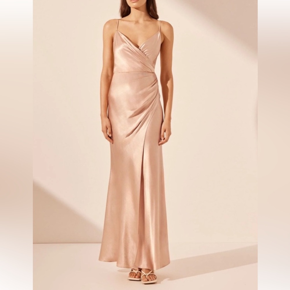 Shona Joy La Lune Satin Dress in Desert Rose